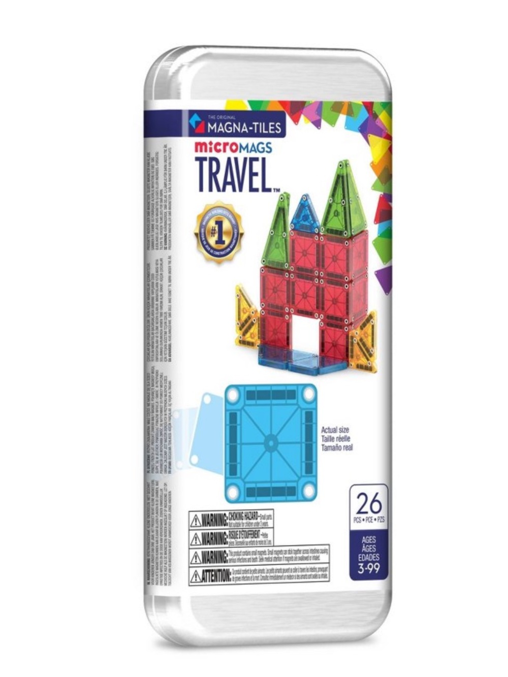Magna-Tiles microMags Travel set, 26 piece set in a travel storage tin - Picture 7 of 8